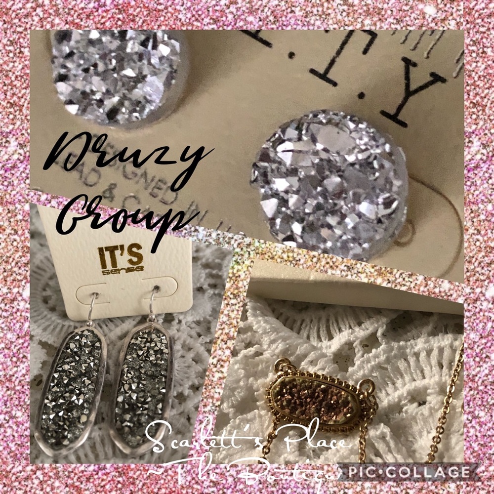 Druzy Group-3 Earrings and 1 Necklace